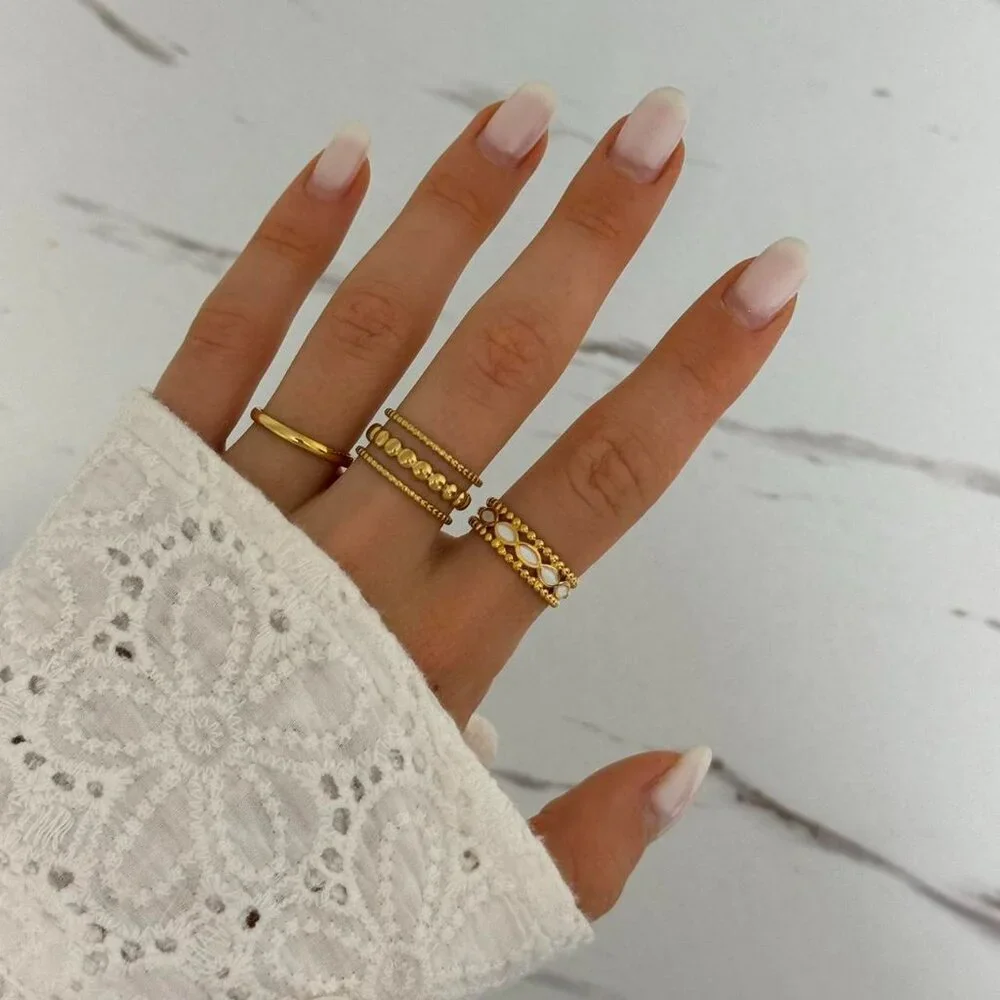 SKU:0388 set‎ of 3 gold rings suitable for sizes from 5 to 10 US Stainless steel